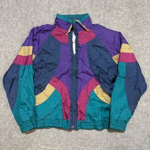 Vintage G4000 Colorblock Windbreaker Jacket 90s Purple Teal Magenta Small